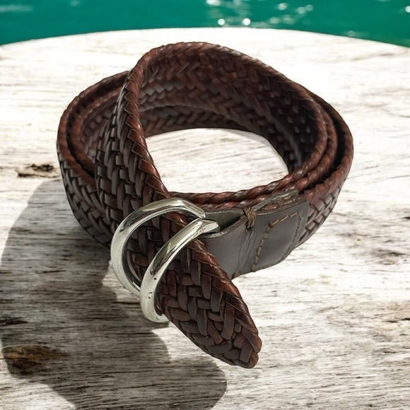 Vintage Brown Leather Braided Belt - Boho Style, Adjustable, Unisex - Picture 1 of 12